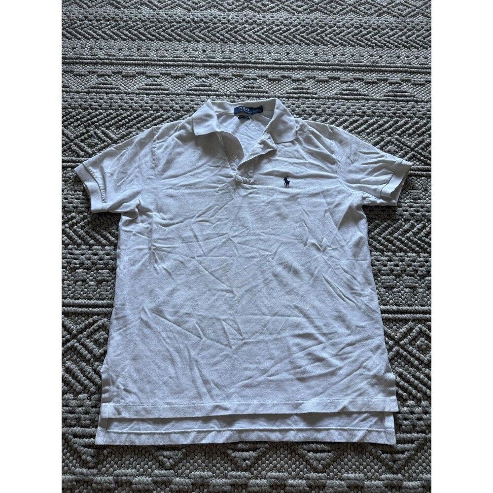 Polo Ralph Lauren Mens White Cotton Short Sleeve Classic Fit Polo Shirt Size M
